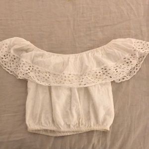 off the shoulder white top